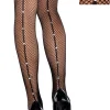 Party City Tights-Adult Black Fishnet Pantyhose With Rhinestone Seam