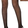 Party City Tights-Adult Black Fishnet Thigh-High Stockings With Lace Top