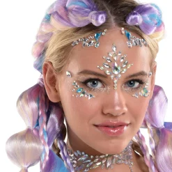 Party City Wigs-Adult Blue, Pink & Purple Bubble Braid Clip-In Extensions, 2Pc - Festival