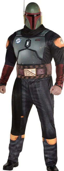 Party City Plus Size Costumes-Adult Boba Fett Plus-Size Deluxe Muscle Costume - The Mandalorian