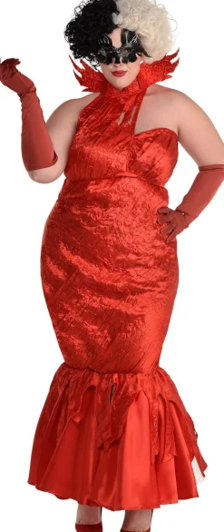 Party City Plus Size Costumes-Adult Cruella Red Ball Dress Plus Size Costume - Disney Cruella