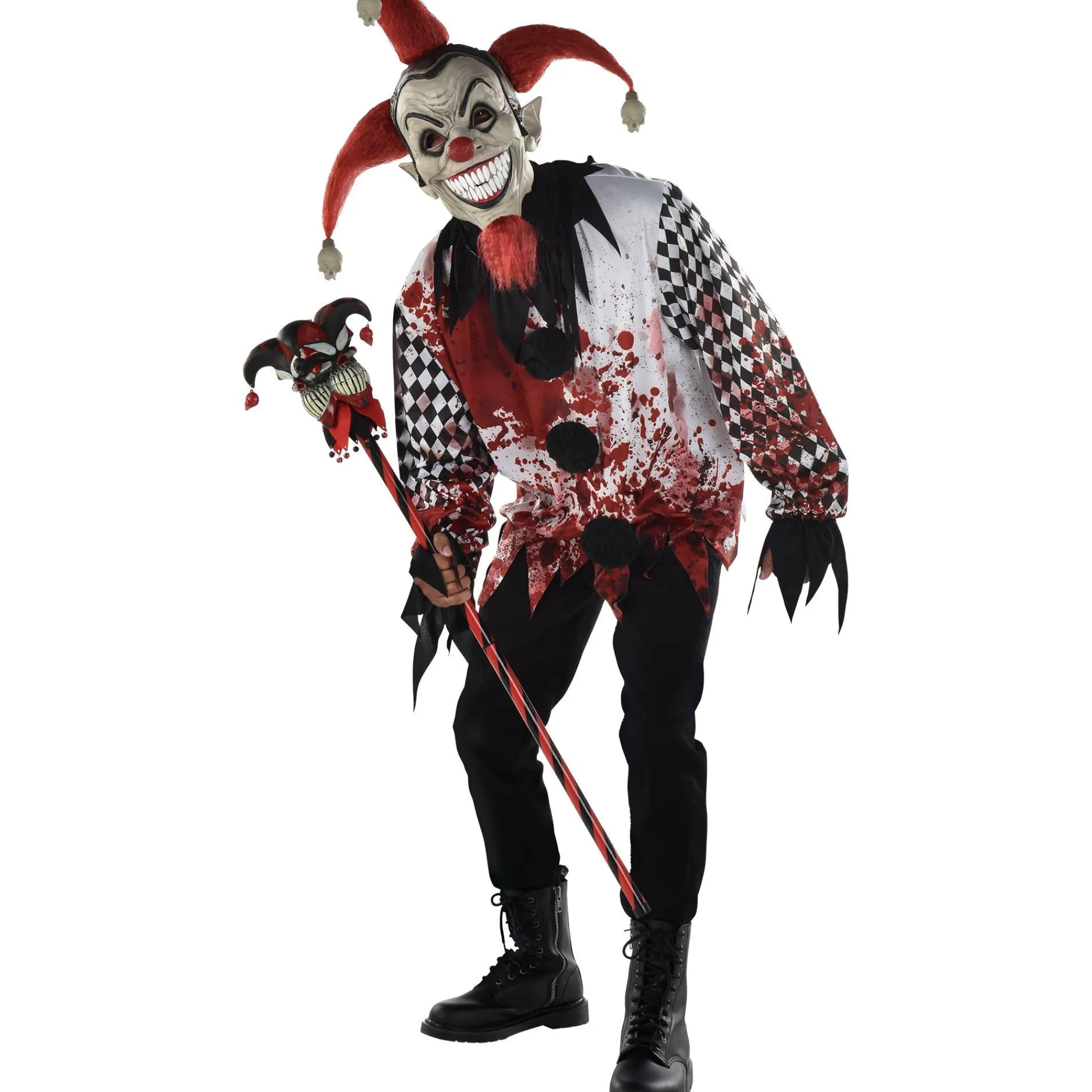 Party City Scary-Adult Evil Jester Latex Mask With Mini Skulls - Twisted Circus