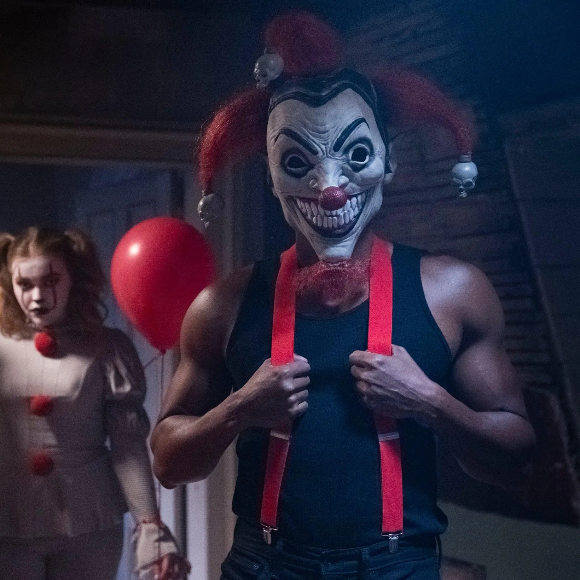 Party City Scary-Adult Evil Jester Latex Mask With Mini Skulls - Twisted Circus