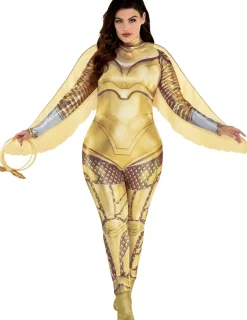 Party City Plus Size Costumes-Adult Gold Armor Wonder Woman Costume Plus Size - Ww 1984