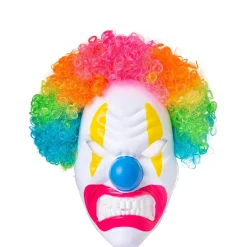 Party City Creepy Clown-Adult Light-Up Angry Clown Plastic Mask With Colorful Wig - Neon Circus