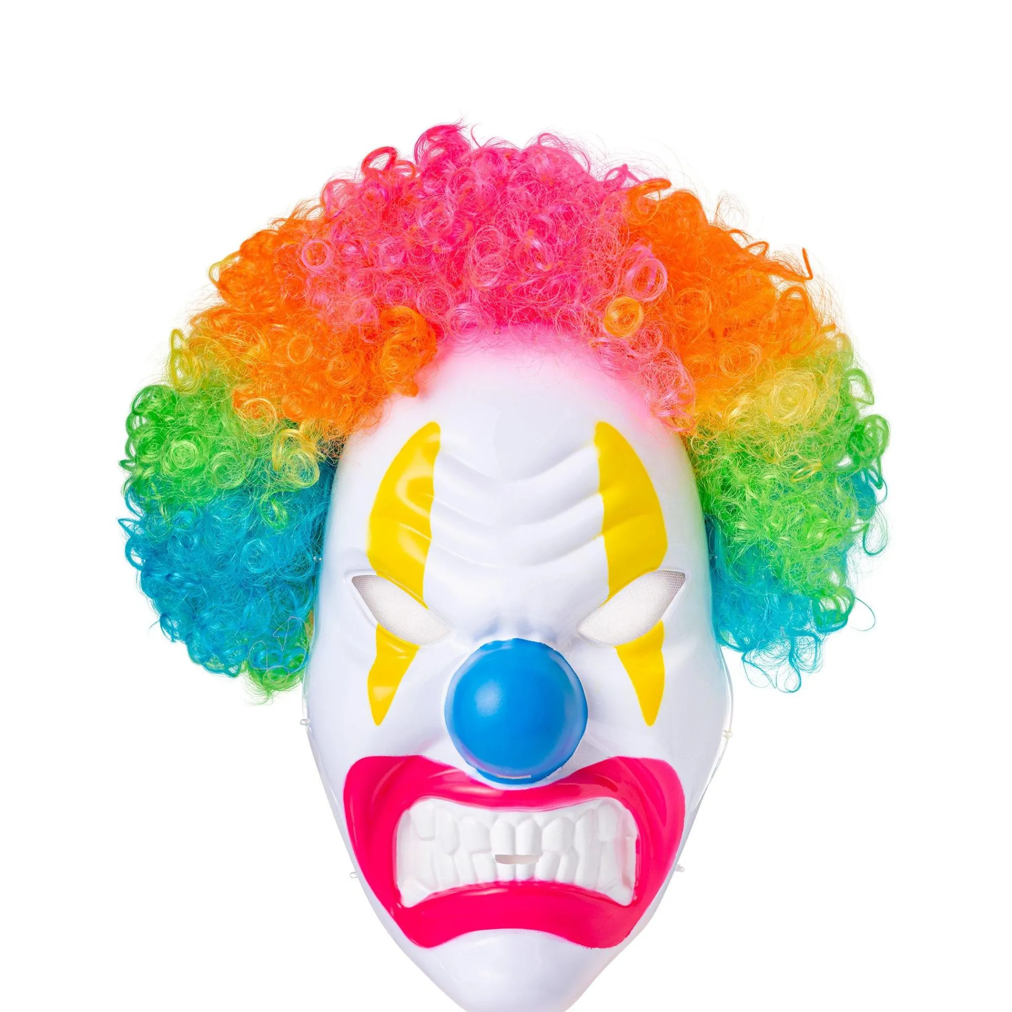 Party City Wigs-Adult Light-Up Angry Clown Plastic Mask With Colorful Wig - Neon Circus