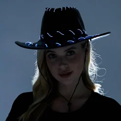 Party City Cowboy-Adult Light-Up Black Fabric Cowboy Hat