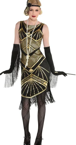 Women Party City 1920S|Adult Roaring 20S Gold Art Deco Flapper Costume