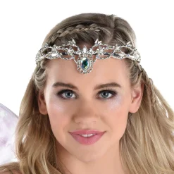 Party City Tiaras, Crowns-Adult Silver Gems, Pearls & Braided Vines Metal Tiara Crown - Fairy