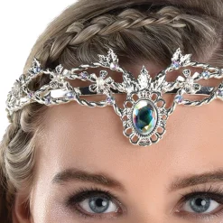 Party City Tiaras, Crowns-Adult Silver Gems, Pearls & Braided Vines Metal Tiara Crown - Fairy