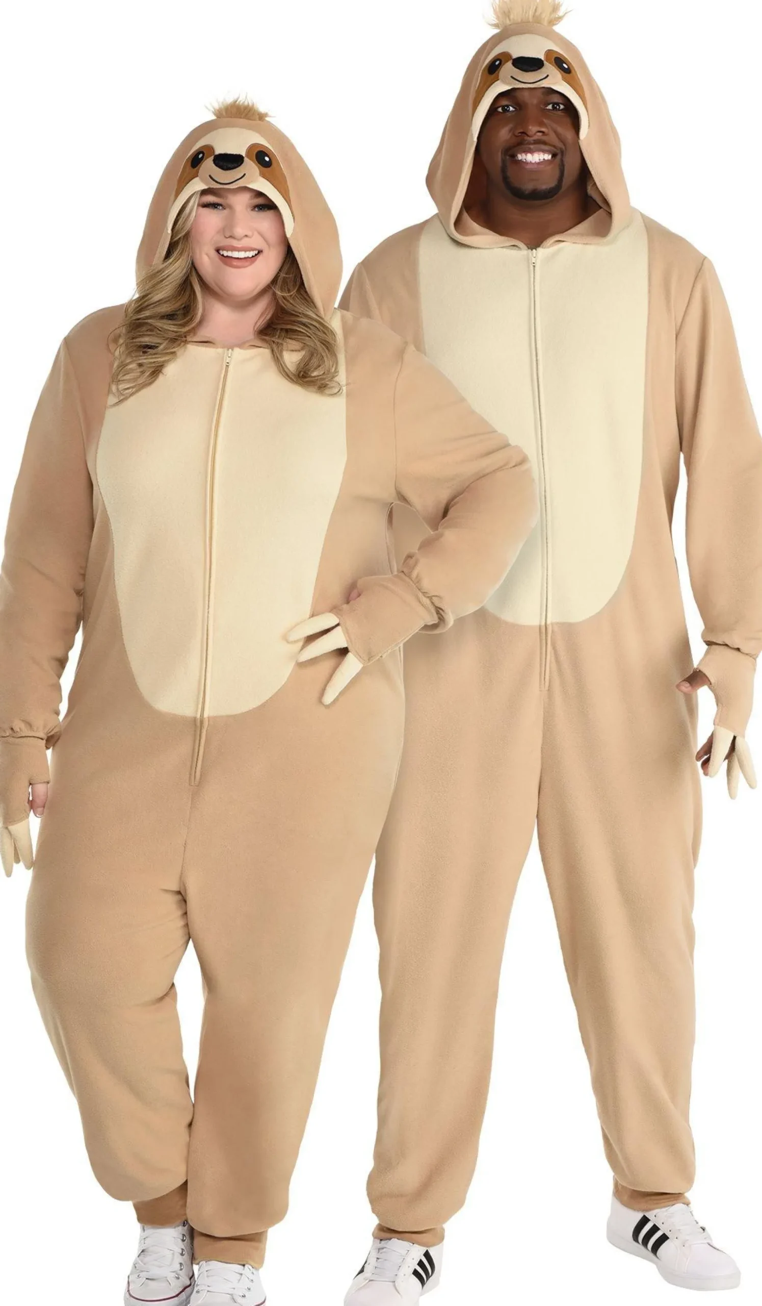 Party City Couples' Costumes-Adult Sloth One Piece Zipster Costume - Plus Size