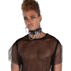 Party City Jewelry-Adult Spiked Dog Collar Choker With Chains - Punk