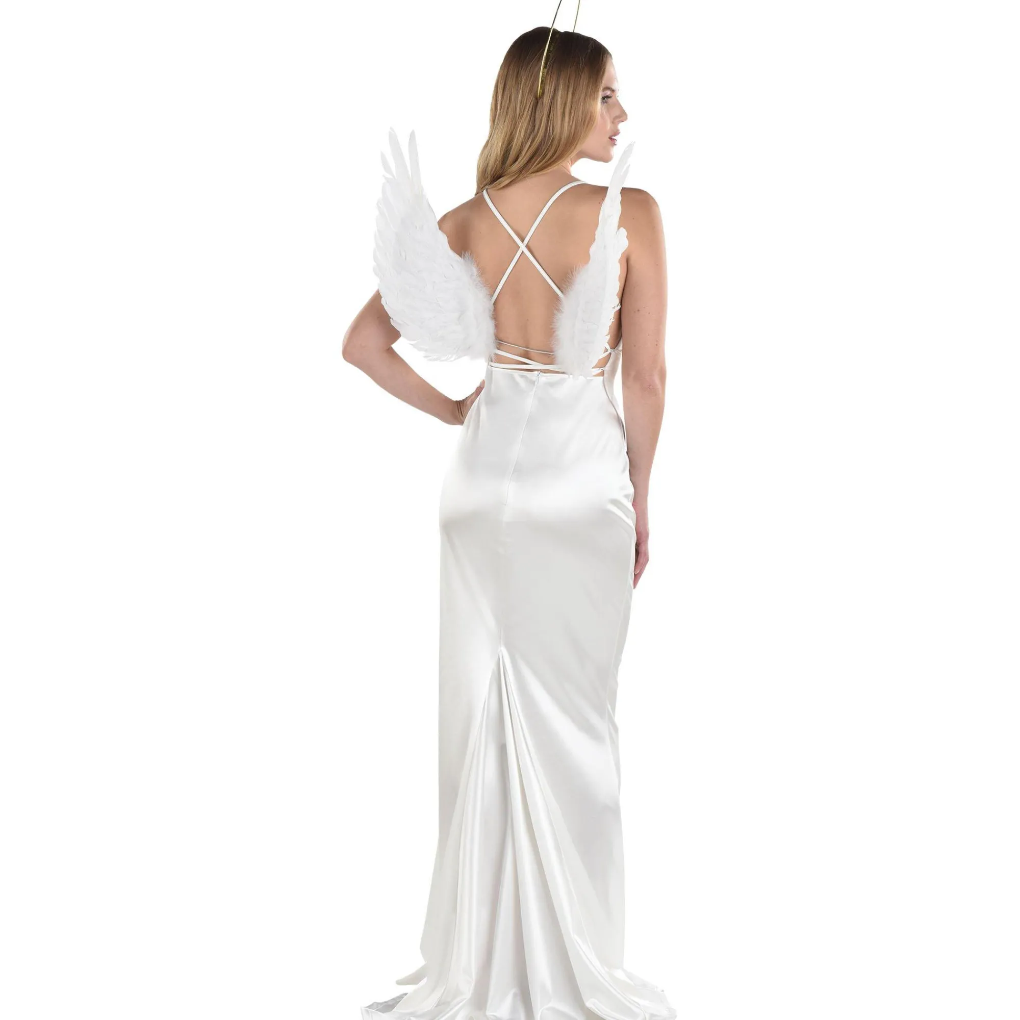 Party City Wings-Adult White Feather Floating Angel Wings