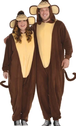 Party City Plus Size Costumes-Adult Zipster Monkey One Piece Costume Plus Size