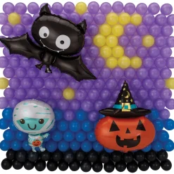 Party City Balloons|Air-Filled Halloween Friends Foil & Latex Balloon Backdrop Kit, 6.25Ft X 5.9Ft