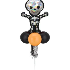 Party City Balloons|Air-Filled Iridescent Skeleton Foil & Latex Balloon Yard Sign, 64In