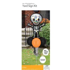 Party City Balloons|Air-Filled Iridescent Skeleton Foil & Latex Balloon Yard Sign, 64In