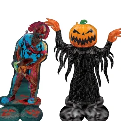 Party City Balloons|Airloonz Creepy Clown & Pumpking Halloween Foil Balloon Set, 2Pc