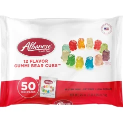 Party City Bulk Candy-Albanese Assorted Gummi Bear Cubs Bag, 50 Mini Packs - 12 Flavors