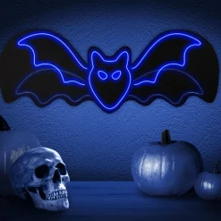 Party City Strobe Lights & Black Lights|Animated Bat Neon Light Plastic Sign, 24In X 8.7In