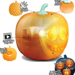 Party City Spooky Friends|Animated Light-Up Talking Jabberin' Jack Pumpkin Decoration, 9In X 11In