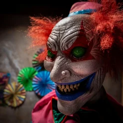 Party City Animatronics|Animatronic Light Up Talking Neon Ice Cream Clown, 6Ft