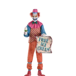 Party City Creepy Carnival|Animatronic Light Up Talking Neon Ice Cream Clown, 6Ft
