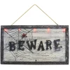 Party City Home Décor|Animatronic Light-Up Beware Plastic & Metal Sign, 18.5In X 10.6In - Halloween Decoration