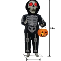 Party City Animatronics|Animatronic Light-Up Talking Ghost & Skeleton Trick-Or-Treaters Decoration, 21In X 36In