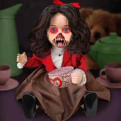 Party City Animatronics|Animatronic Light-Up Talking Zombie Doll With Tea Cup Plastic & Fabric Decoration, 11In X 12In