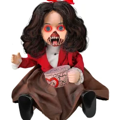 Party City Animatronics|Animatronic Light-Up Talking Zombie Doll With Tea Cup Plastic & Fabric Decoration, 11In X 12In