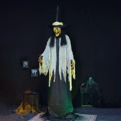 Party City Animatronics|Animatronic Light-Up Talking Towering Witch Halloween Decoration, 10Ft