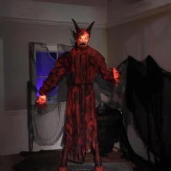 Party City Animatronics|Animatronic Light-Up Talking Lava Demon Decoration With Fog Effect, 7.5Ft