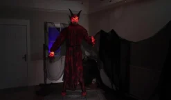 Party City Animatronics|Animatronic Light-Up Talking Lava Demon Decoration With Fog Effect, 7.5Ft