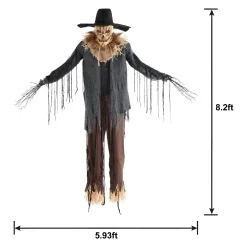 Party City Animatronics|Animatronic Light-Up Talking Dropdown Scarecrow Decoration, 8.2Ft