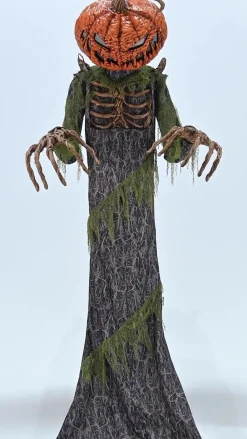 Party City Animatronics|Animatronic Light-Up Towering Pumpkin Creep, 12Ft