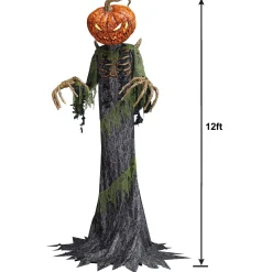 Party City Animatronics|Animatronic Light-Up Towering Pumpkin Creep, 12Ft