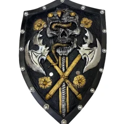 Party City Weapons-Black & Gold Dark Warrior Shield, 13In X 19In - High-Density Foam Prop