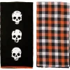 Party City Table Décor & Centerpieces|Black & Orange Skulls & Buffalo Plaid Fabric Kitchen Towels, 18In X 28In, 2Ct
