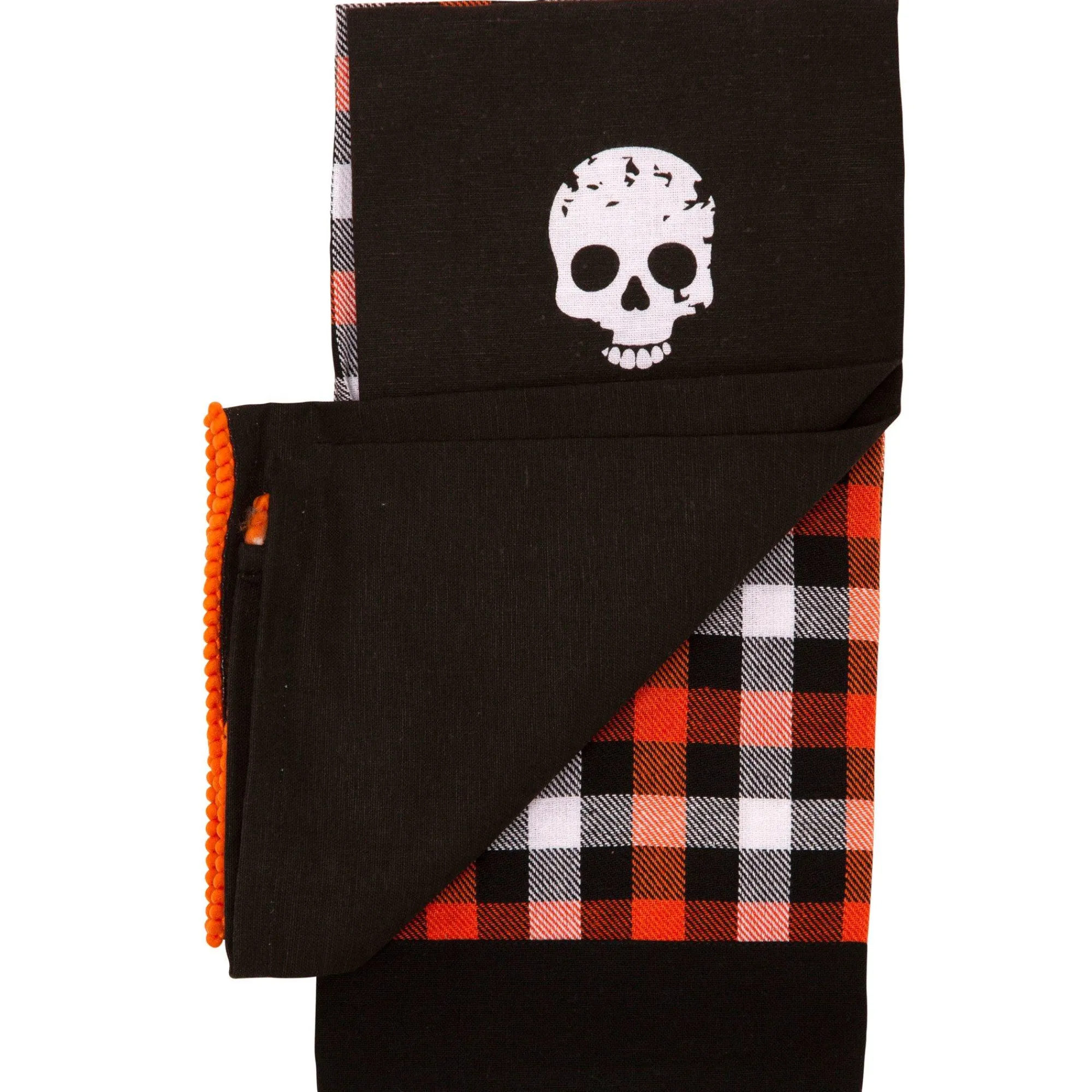 Party City Table Décor & Centerpieces|Black & Orange Skulls & Buffalo Plaid Fabric Kitchen Towels, 18In X 28In, 2Ct