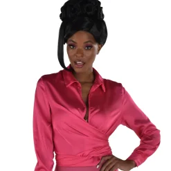 Party City Wigs-Black Beehive Updo Hairpiece With Clip-In Side Bangs