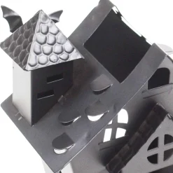 Party City Home Décor|Black Crooked Haunted House Metal Tea Light Candle Holder, 6.5In - Halloween Decoration