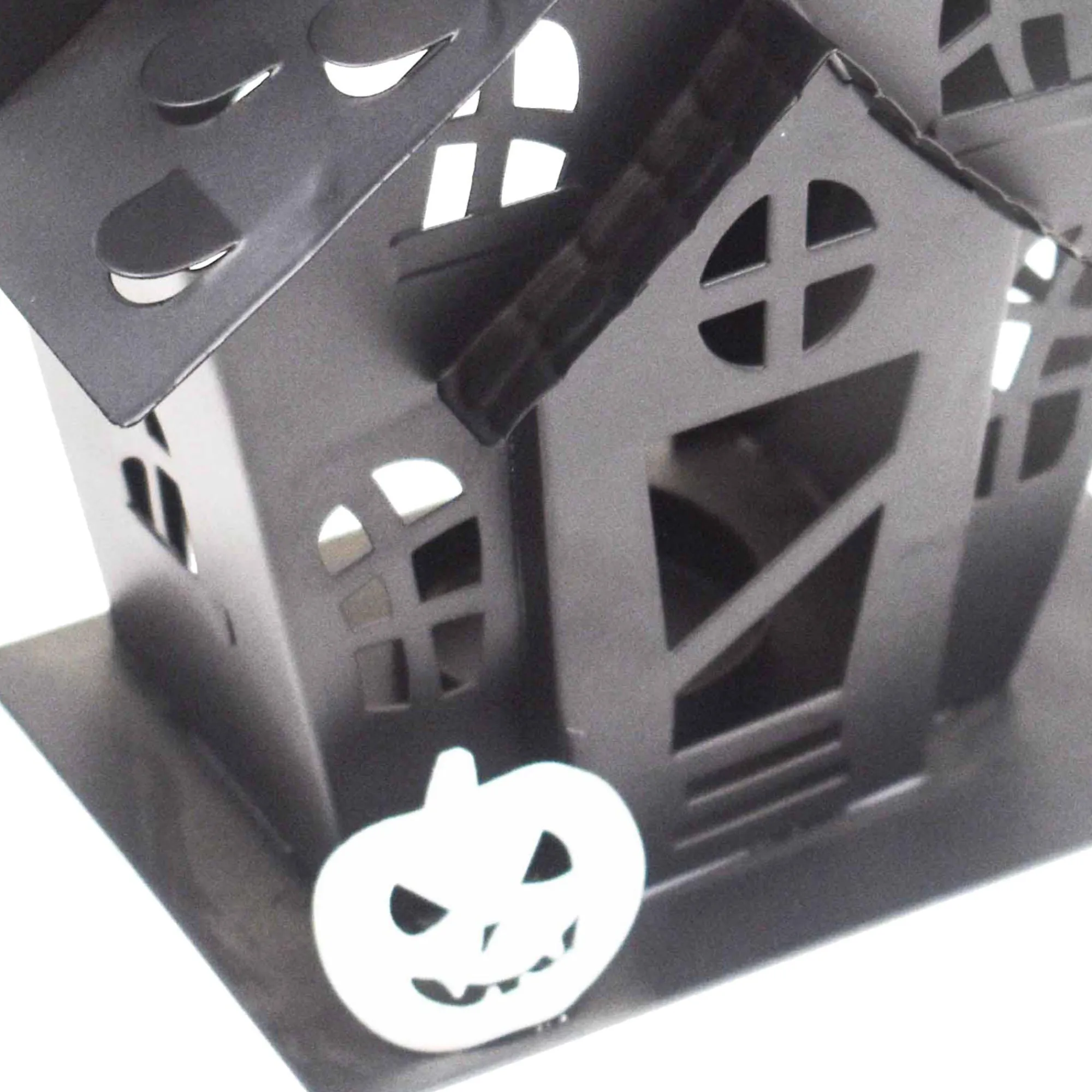Party City Home Décor|Black Crooked Haunted House Metal Tea Light Candle Holder, 6.5In - Halloween Decoration