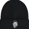 Party City Hats-Black Embroidered Michael Myers Mask Acrylic Knit Beanie - Halloween 2