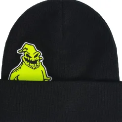 Party City Hats-Black Embroidered Oogie Boogie Acrylic Knit Beanie - The Nightmare Before Christmas