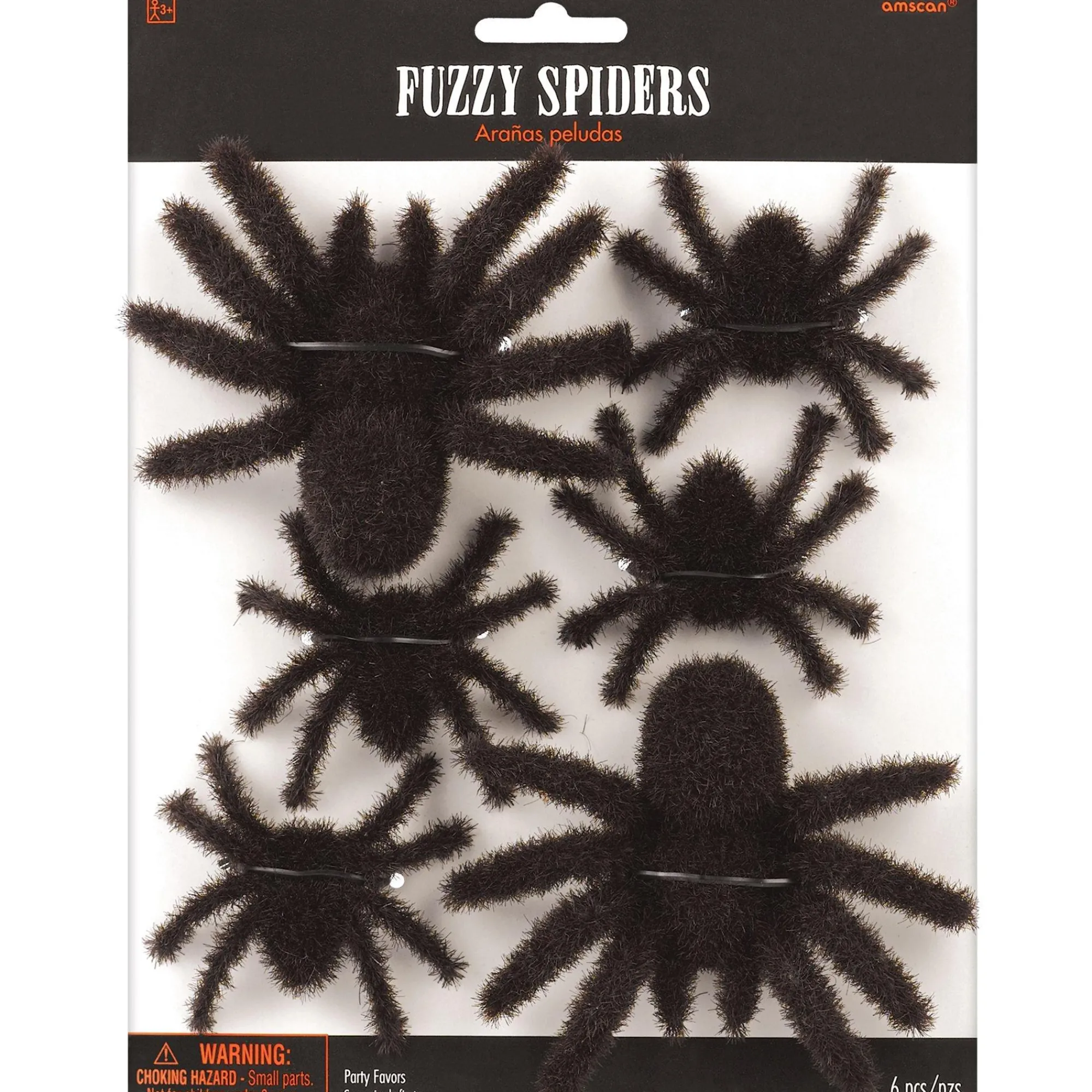Party City Creatures|Black Fuzzy Spiders 6Ct