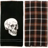 Party City Table Décor & Centerpieces|Black Large Skull & Plaid Fabric Kitchen Towels, 18In X 28In, 2Ct