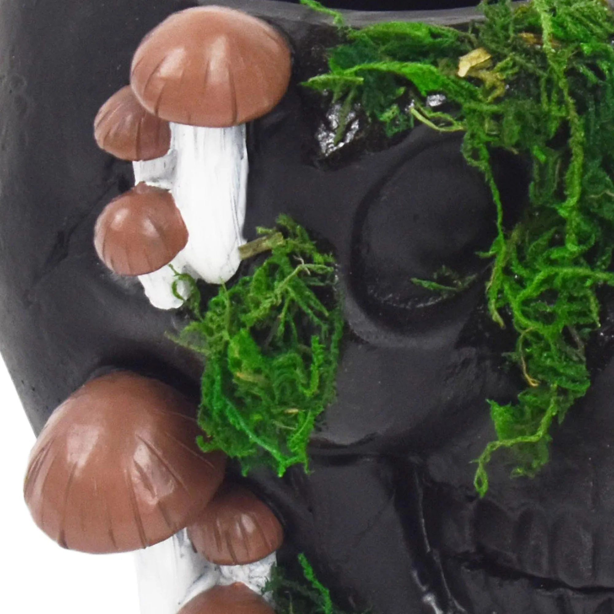 Party City Home Décor|Black Resin & Moss Skull & Mushroom Planter, 7.25In