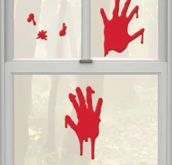 Party City Decorations|Bloody Hands Gel Cling Decals 5Ct - Asylum