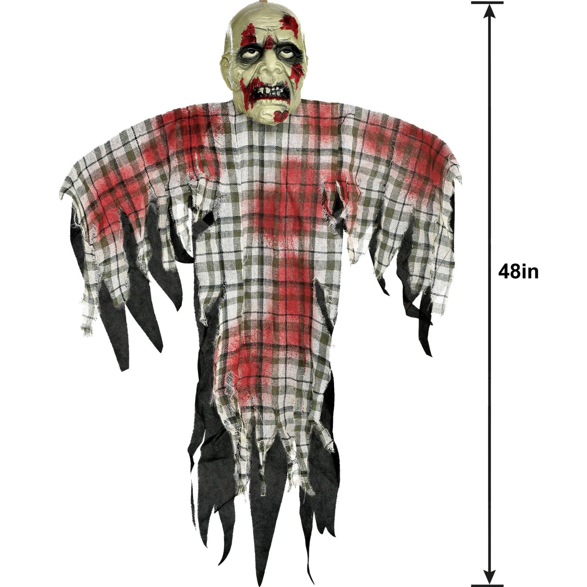 Party City Hanging Props|Bloody Zombie In Plaid Fabric & Plastic Hanging Decoration, 48In